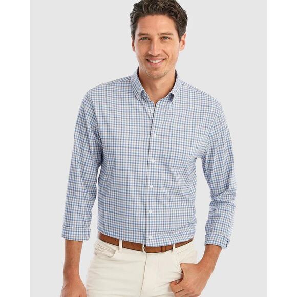 Johnnie-O Shelby Prep-Formance Button Up Shirt Check Plaid Mens XL Professional - Picture 1 of 9